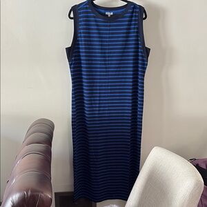 T by Talbots Striped Blue Sleeveless Dress